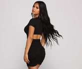 Casual Staple Open Back Ruched Mini Dress Oshnow