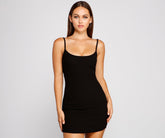 Casual Staple Ribbed Knit Mini Dress Oshnow