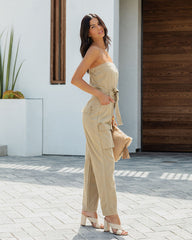 Cattano Cotton Utility Jumpsuit - Olive