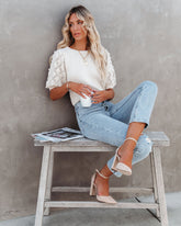 Caymus Cotton Blend Pom Sweater Top Oshnow