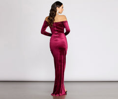 Celeste Off The Shoulder Wrap Front Velvet Dress Oshnow