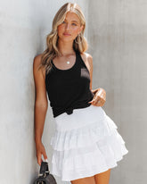 Centenario Cotton Tiered Mini Skirt - White
