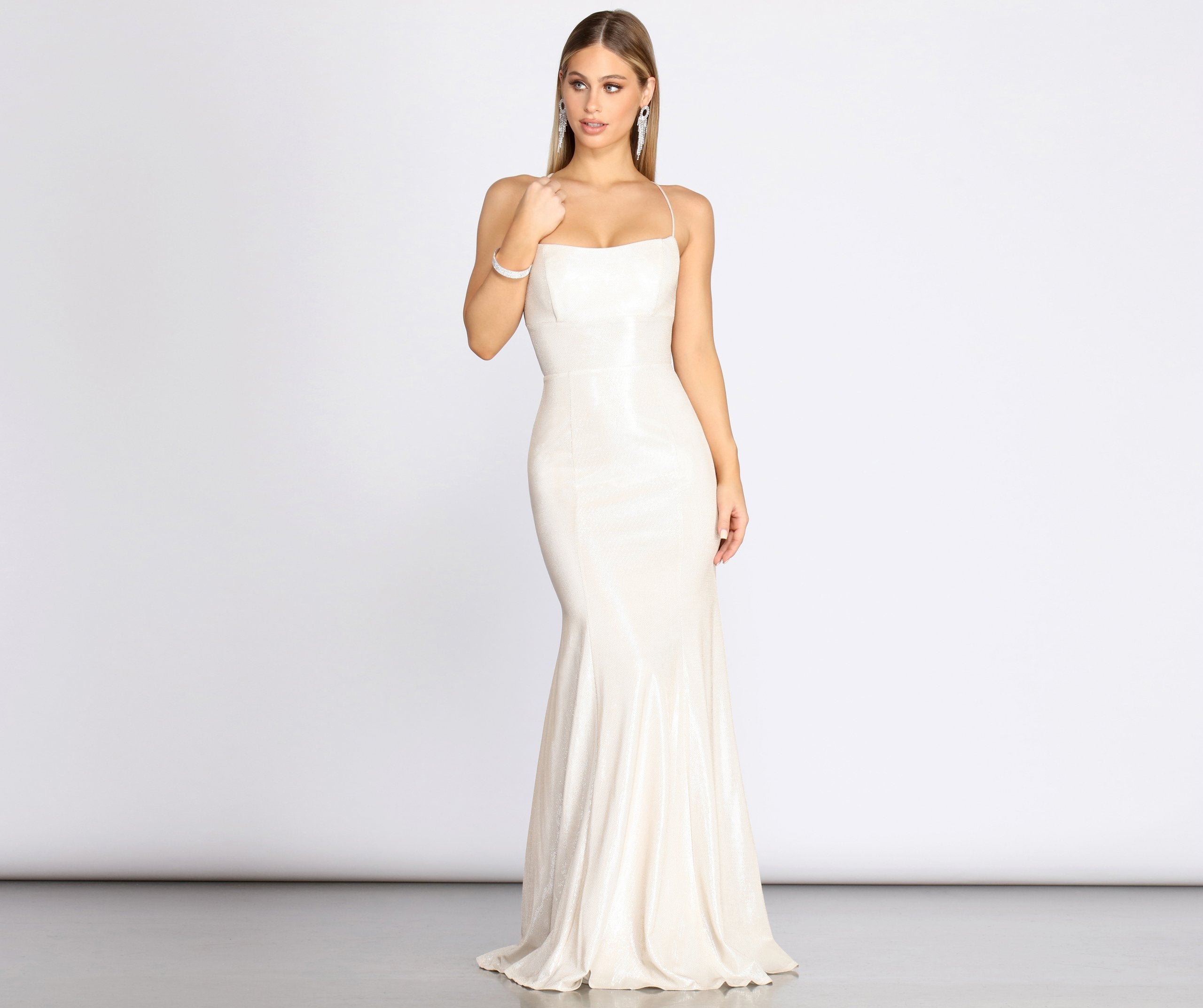 Char Formal Lattice Glitter Dress Oshnow