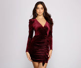 Char Formal Velvet Glitter Mini Dress Oshnow