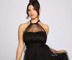 Charlie Formal Double Slit A-Line Dress Oshnow