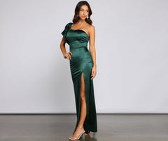 Charmaine Formal One Shoulder Satin Dress Oshnow