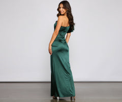 Charmaine Formal One Shoulder Satin Dress Oshnow