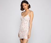 Charming Florals Ribbed Knit Mini Dress Oshnow