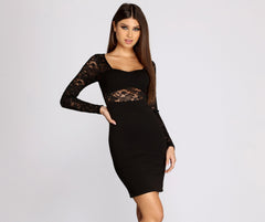 Cheyenne Lace Crepe Mini Dress Oshnow