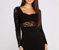 Cheyenne Lace Crepe Mini Dress Oshnow
