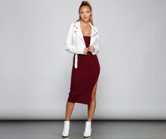 Chic And Seamless Midi Sweater Dress Oshnow