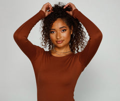 Chic Basic Long Sleeve Mini Dress Oshnow