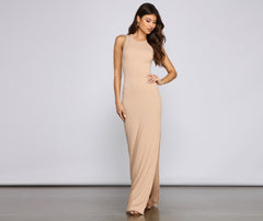 Chic High-Slit Basic Maxi Dress Oshnow