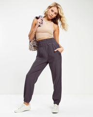 Chill Out Days Pocketed Jogger Pants - Charcoal