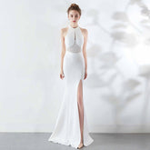 Chloe Formal Hot Stone Collar Stunning Dress Oshnow