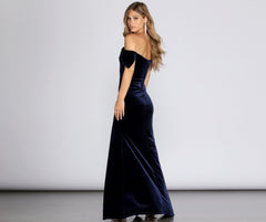 Christen Velvet Off The Shoulder Formal Dress Oshnow