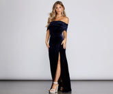 Christen Velvet Off The Shoulder Formal Dress Oshnow