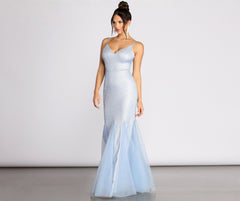 Ciara Glitter Tulle Mermaid Dress Oshnow