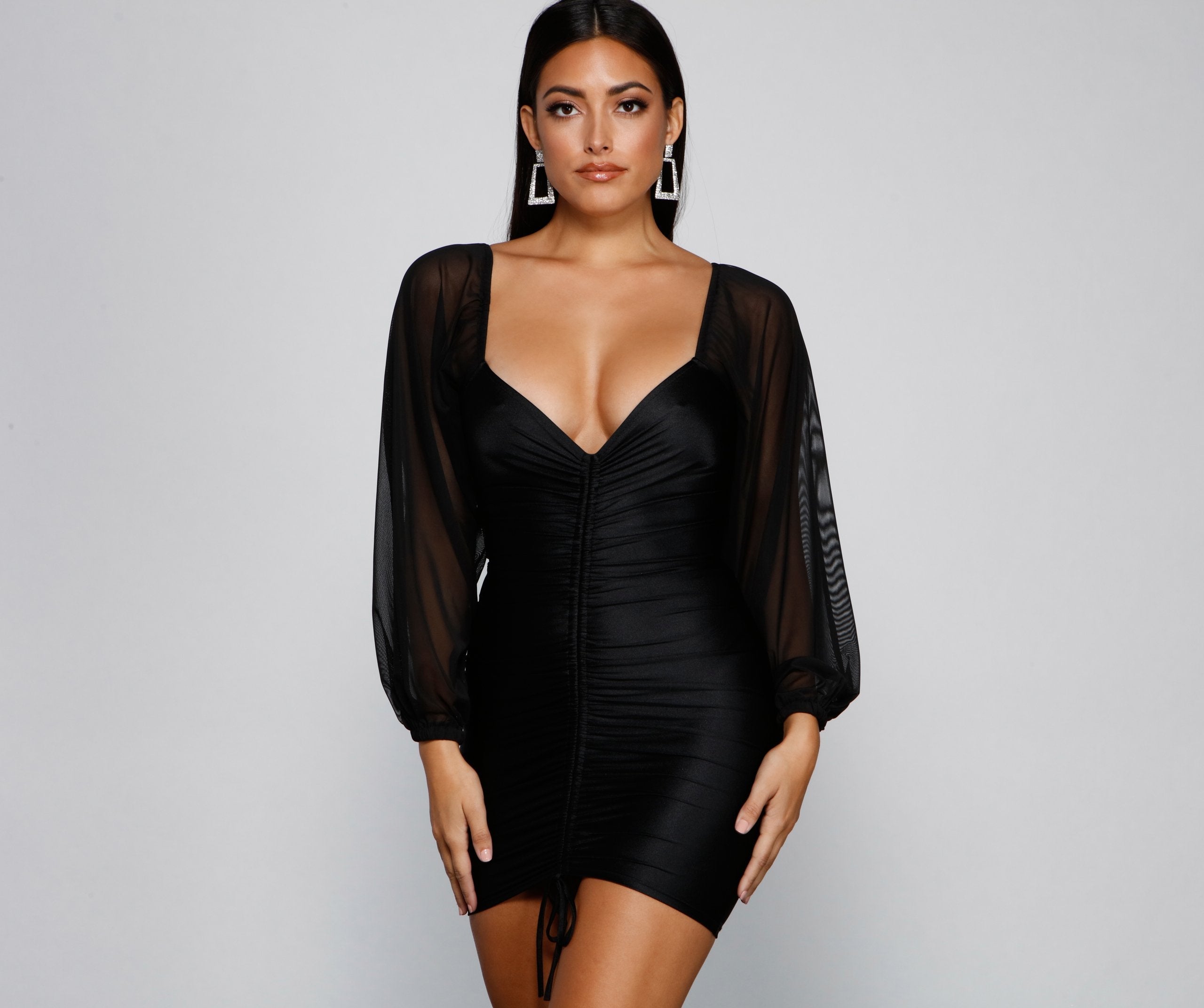 Cinched And Chic Ruched Mini Dress Oshnow