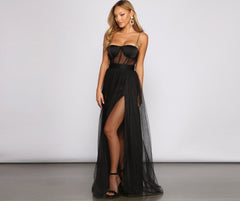 Cintra Mesh Tulle Bustier Gown Oshnow