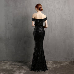 Clara Glitter Off the Shoulder Split Dress For Prom Oshnow