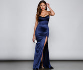 Clara Rhinestone Detail Satin Mermaid Dress Oshnow