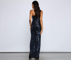 Clarissa One-Shoulder Sequin Formal Dress Oshnow
