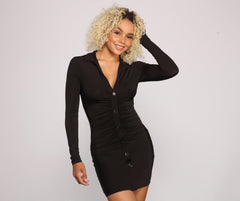 Classically Chic Button Up Mini Dress Oshnow