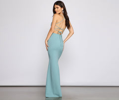 Claudette Formal Lace-Up Mermaid Dress Oshnow
