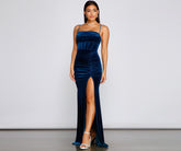 Claudia A-Line Velvet Formal Dress Oshnow