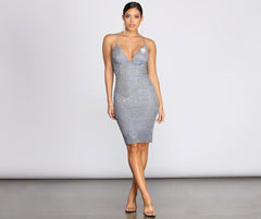 Colorful Expressions Two-Tone Glitter Midi Dress Oshnow