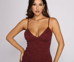 Comfy-Chic Ribbed Knit Midi Dress Oshnow