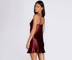Cowl Neck Satin Mini Dress Oshnow