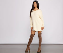 Cozy Knit Long Sleeve Tunic Oshnow