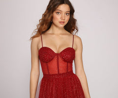 Cressida Formal Glitter A-Line Dress Oshnow