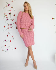 Cuddle With Me Cable Knit Mini Skirt - Pink