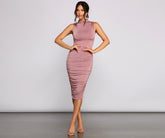 Curves Ahead Sleeveless Ruched Midi Dress Oshnow