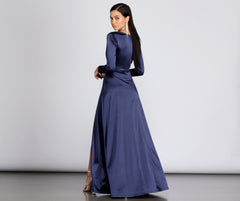 Cynthia Satin Slit Formal Dress Oshnow