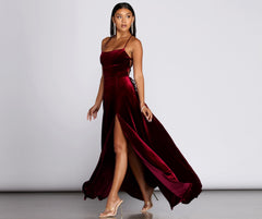 Dakota Velvet Lace Up Evening Gown Oshnow