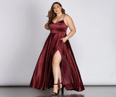 Daria Formal High Slit Satin Dress Oshnow