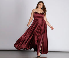 Daria Formal High Slit Satin Dress Oshnow