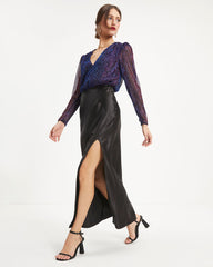 Daria Metallic Plisse Bodysuit - Multi Oshnow