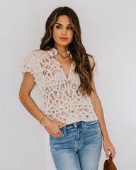 Darla Cotton Crochet Button Down Top Oshnow