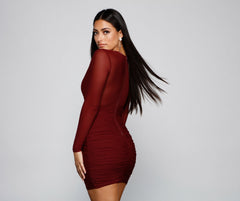 Date Night Ready Ruched Mini Dress Oshnow