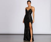 Deirdre Sequin Mesh Slit Gown Oshnow