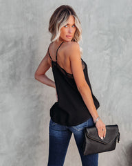Delicate Balance Lace Cami Tank - Black Oshnow