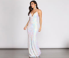 Deonne Iridescent Sequin Cross Back Dress Oshnow