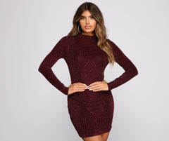 Diamond Lady Mock Neck Mini Dress Oshnow