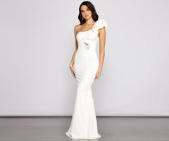 Diana Formal One Shoulder Ruffle Dress Oshnow