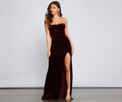 Diana Strapless Velvet Formal Dress Oshnow